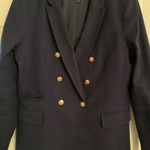 Banana Republic Navy Cotton Gold Button/Double Breasted Blazer-14-worn few times
